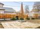 Backyard patio with mature landscaping and privacy fence at 1171 Quebec St, Denver, CO 80220