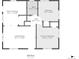Detailed floor plan showcasing the layout of the home's eat-in kitchen, bathroom, and bedrooms at 1171 Quebec St, Denver, CO 80220