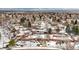Aerial view of neighborhood with snow-covered homes at 1606 S Welch Cir, Lakewood, CO 80228