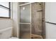 Modern bathroom with a tiled shower featuring glass doors and a rainfall shower head at 6247 S Locust St, Centennial, CO 80111