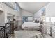 Spacious main bedroom with high ceilings, large windows, neutral decor, and a cozy rug creating a comfortable retreat at 3100 Huron St # 4Q, Denver, CO 80202