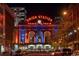 Union Station illuminated at night, showcasing architectural details and vibrant lighting at 3100 Huron St # 4Q, Denver, CO 80202