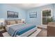 Bright bedroom with a serene ambiance, light-blue walls, and modern furnishings at 14753 E Alabama Pl, Aurora, CO 80012