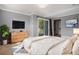 Spacious bedroom with a sliding glass door, modern decor, and a walk-in closet at 14753 E Alabama Pl, Aurora, CO 80012