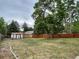 View of the backyard, showcasing a grassy area, mature tree and perimeter fence at 4115 S Vincennes Ct, Denver, CO 80237