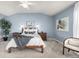 Main bedroom with king-size bed and calming blue walls at 8445 Braun Loop, Arvada, CO 80005