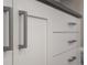 Bathroom vanity with white cabinets and modern silver hardware at 2528 Concord Cir, Lafayette, CO 80026