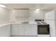 Basement kitchen with white cabinetry, laminate countertops, and basic appliances at 1838 Mountain Daisy Ct, Highlands Ranch, CO 80129