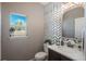 Chic powder room features a modern vanity and stylish decor at 7958 Tejon St, Denver, CO 80221