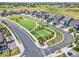 An aerial view of a community park surrounded by houses and streets at 3325 Umber Cir, Castle Rock, CO 80109
