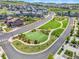 An aerial view of houses around a community park at 3325 Umber Cir, Castle Rock, CO 80109