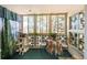 Bright sunroom with large windows, decorative screens, and space for seating and cat tree at 650 S Clinton St # 11B, Denver, CO 80247