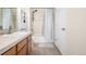 This bathroom features a vanity with countertop space and a shower-tub combo, offering functionality at 3578 Tranquility Trl, Castle Rock, CO 80109