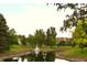 Scenic pond with a fountain surrounded by lush landscaping and greenery at 13952 E Marina Dr # 509, Aurora, CO 80014