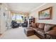 Cozy living room with leather furniture, painting, and great natural light at 16611 Red Cliff Cir, Morrison, CO 80465