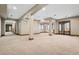 Spacious basement with open layout, carpet floors, with modern design elements and recessed lighting at 2102 Shoreside Dr, Berthoud, CO 80513