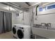 Functional laundry room with new washer and dryer and utility sink at 1245 Garfield St, Denver, CO 80206