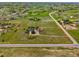 Aerial view of vast property, green pastures, fenced areas, main house and red barn at 41504 Vista Ridge, Parker, CO 80138