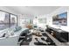 Bright living room with city views, modern furnishings, and a unique black-and-white patterned rug at 100 Park W Ave # 1606, Denver, CO 80205