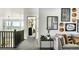 Upstairs hallway featuring modern art and decor with a glimpse into another room at 13358 Blue Amber Ct, Parker, CO 80134