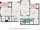 Detailed floor plan showcasing the layout of the living room, kitchen, and bedrooms at 7440 S Blackhawk St # 14-208, Englewood, CO 80112