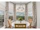 Cozy dining area with a round table, chandelier, and large bay windows offering views of the outdoors at 12467 Topaz Vista Way, Castle Pines, CO 80108
