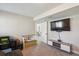 Basement entertainment area with modern furniture, television, and playful decorations at 8004 S Field St, Littleton, CO 80128