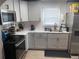 Updated kitchen with stainless steel appliances and white backsplash at 645 S Perry St, Denver, CO 80219