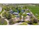 Aerial of park with playground and pond offering community enjoyment near desirable homes at 9522 Castle Ridge Cir, Highlands Ranch, CO 80129