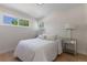 Comfortable bedroom featuring hardwood flooring, large windows, and contemporary lighting at 1670 S Quieto Ct, Denver, CO 80223