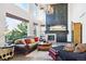 Spacious living room with a fireplace, large windows providing ample natural light, and elegant furnishings at 1563 Baguette Dr, Castle Rock, CO 80108