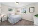 Bright bedroom featuring two windows, carpet flooring, and soft, neutral decor at 10601 W 78Th Ave, Arvada, CO 80005