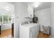 Efficient laundry room with side-by-side washer and dryer and bright lighting at 1924 Yosemite St, Denver, CO 80220