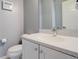 Clean bathroom with updated vanity and speckled countertop at 10256 Olathe Way, Commerce City, CO 80022