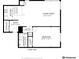 Floor plan of the condo highlighting the layout of the kitchen, living room, bedroom and bathroom at 320 S Ames St # 8, Lakewood, CO 80226