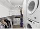 Organized closet with built in storage and in-unit washer and dryer at 1901 Wazee St # 312, Denver, CO 80202