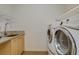 Functional laundry room with counter space and modern washer and dryer at 2464 Ginny Way, Lafayette, CO 80026