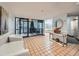 Well-maintained lobby area with seating, tiled floors, and seasonal decorations at 13961 E Marina Dr # 205, Aurora, CO 80014
