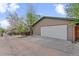Exterior view of a garage with a closed white door on a concrete driveway at 661 Tennyson St, Denver, CO 80204