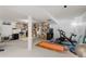 Spacious basement area with exercise equipment and storage shelving for organization at 4350 E 112Th Pl, Thornton, CO 80233