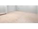 Large basement area featuring neutral carpet, white trim, and a single door at 2520 S Cherokee St, Denver, CO 80223