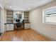 Finished basement with built-in shelving and workspace at 3044 Eudora St, Denver, CO 80207