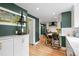 Stylish kitchen with green walls, white cabinets, and an eat-in breakfast table at 1040 N Humboldt St, Denver, CO 80218