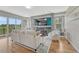 Living room with fireplace, flat screen TV, and views of lush green scenery at 901 Sage Sparrow Cir, Highlands Ranch, CO 80129