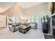 Bright living room with vaulted ceilings, a fireplace, neutral colors, and comfortable seating at 234 Cypress Cir, Broomfield, CO 80020