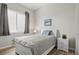 Bedroom featuring a gray comforter, wood-look floors, and a white nightstand at 9130 Fraser River, Littleton, CO 80125