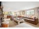 Spacious living area features a large sectional sofa, stone fireplace, and bright, natural light at 28454 Meadow Dr, Evergreen, CO 80439