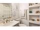Charming bathroom with modern fixtures, storage shelves and decorative elements at 474 Black Feather Loop # 419, Castle Rock, CO 80104