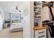 This main bedroom is connected to the walk-in closet and has lovely wallpaper at 474 Black Feather Loop # 419, Castle Rock, CO 80104