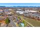 Aerial shot of neighborhood showing proximity to commercial areas, green spaces, and walking path at 10699 W 9Th Pl, Lakewood, CO 80215